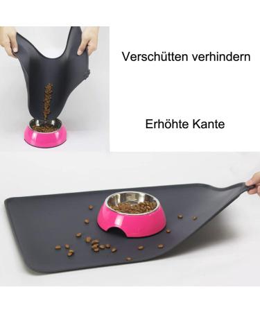 Lessmon Dog Cat Feeding Mat | Silicone Waterproof Pet Food Mat - Black | Durable & Easy to Clean - Buy Online on GoSupps.com