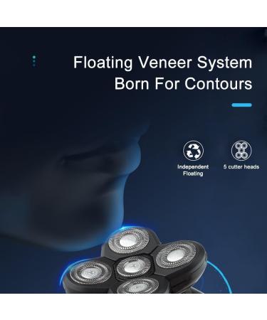 5-in-1 Head Shaver for Bald Men - Electric Razor with LED Display Nose Hair Trimmer Beard Clippers & Facial Cleansing Brush | USB Rechargeable - Buy Online on GoSupps.com