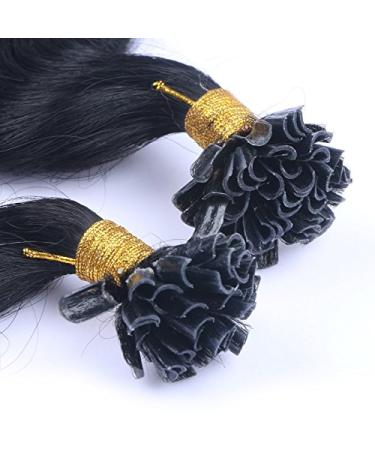 Keratin Bonding Corrugated Hair Extensions - #1 Black 50cm 200 Strands 100% Remy Real Hair Easy Use Wavy - Premium Micro Ring Quality - Buy Online on GoSupps.com