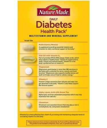 Nature Made Diabetes Health Pack - 60 Packets | Travel Pill Organizer Included | Best for Blood Sugar Management | Khaki 8-Compartment Case - Buy Online on GoSupps.com