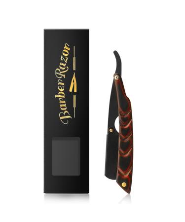 Professional Barber Straight Edge Razor for men Wooden Handle Straight Razor Stainless Steel Straight Shaving Razor for Close Shaving Moustache Trim Side Lines Beard Shaper (Black)