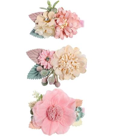 Vucdxop Girl Artificial Flower Hair Clips Set - Baby Hair Loop Clip Accessories | 3 Pieces Style C for Children - Buy Online on GoSupps.com