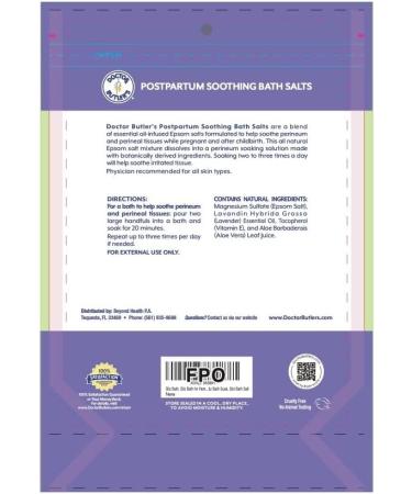 Doctor Butler's Postpartum Soothing Epsom Bath Salts for Women - Postpartum Recovery, Hemorrhoids Relief, Perineal Tissue Soothing (32 oz) - Buy Online on GoSupps.com
