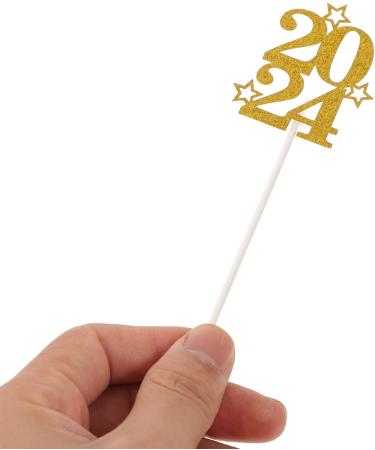 ibasenice 30pcs New Year Cupcake Toppers 2024 Cake Toppers Glitter Gold Cupcake Topper Cheers to 2024 Cake Picks Dessert Picks for New Years Eve Party Decoration Golden - Buy Online on GoSupps.com
