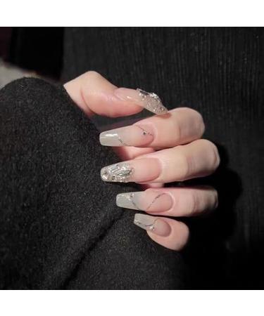 Temperament Enhancement Nail Patch Hand-Made Nail Products Broken Drill Irregular Lines Nail Platinum Explosive Flash wear a White Bride's Nail in Europe and America (10 Pieces) (Size : XS) X-Small - Buy Online on GoSupps.com