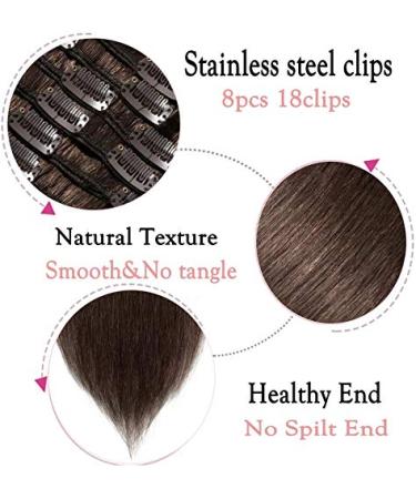 Buy 18 Clips Clip In Remy Human Hair Extensions - 50cm Medium Brown (#4) - 105g Straight Hair for Easy Styling - Buy Online on GoSupps.com