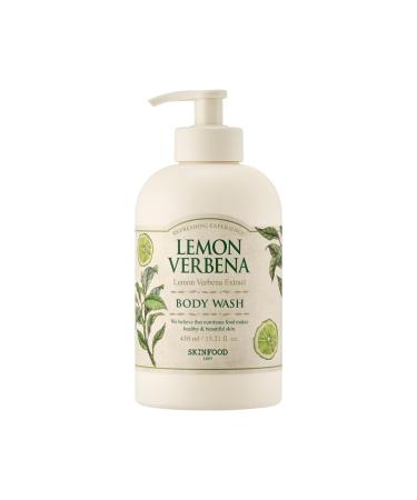 SKINFOOD Lemon Verbena Body Wash 450g - Soft and Rich Foam Cleanse Your Body Leaves Skin Freshly Moisturized - Contains a Brisk Citrus Scent of Lemon Verbena Extract - Body Wash for Men & Women (15.2 fl.oz.)