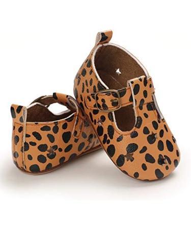 Baby Girl's First Walking Shoes - Mary Jane PU Leather Anti-Slip Princess Shoes | Infant Baby Shoes 0-6 Months | C Leopard Pattern - Buy Online on GoSupps.com