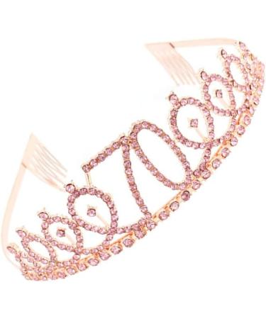 Minkissy Birthday Crown 70th Rhinestone Birthday Tiara with Comb Crystal Princess Tiara Headband for Birthday Party(Rose Gold) - Buy Online on GoSupps.com