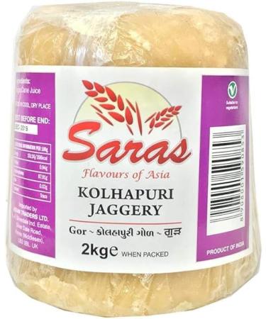 Saras Jaggery 2KG I Kolhapuri Gur I Gor I Panela I Piloncillo I Cane Sugar I Superfood Sweetener