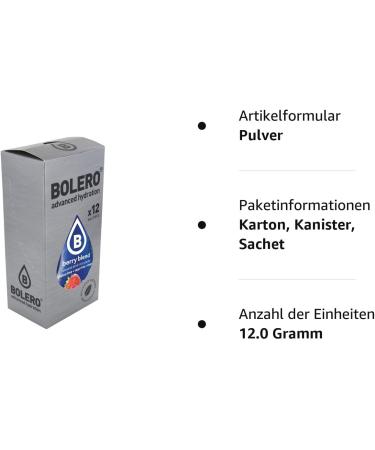 Bolero Drinks Berry Blend - Sugar-Free Beverage Powder (12x3g) | Stevia Sweetened | Vitamin C | Diabetic Friendly & Refreshing Berry Flavor - Buy Online on GoSupps.com