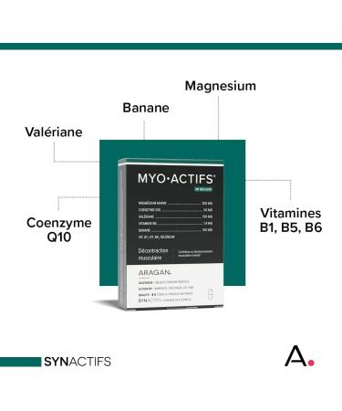 ARAGAN - Synactives - Myoactives - Muscle Relaxation Food Supplement - Marine Magnesium Coenzyme Q10 Valerian Vitamins - 30 capsules - 15 days to 1 month of intake - Made in France - Buy Online on GoSupps.com