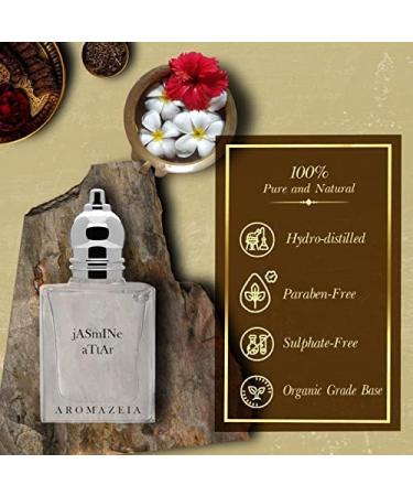 Attar 100% Natural Fragrance Hydro Distilled Alcohol Free Pure and Natural Long Lasting Premium Attar For Unisex Men & Women Organic Grade Base Paraben-free Sulphate-free (10 ML) (Jasmine) - Buy Online on GoSupps.com