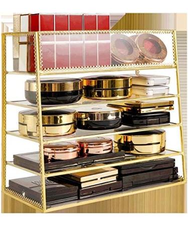 Anncus Fashion Gold Glass Desktop Makeup Organizer Makeup Powder Storage Box Lipstick Holder Perfume Organizer Eye Shadow Storage Box - (Color: Gold) - Buy Online on GoSupps.com