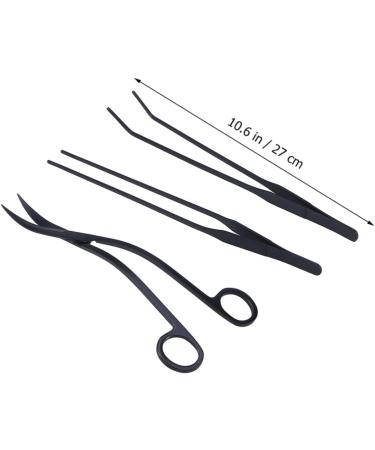 PopetPop Aquarium Cleaning Tools - 3-Piece Stainless Steel Scissor & Tweezer Set for Plants - Premium Quality Substrate Tweezers in Black - Buy Online on GoSupps.com