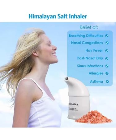 Himalayan Natural Salt Inhaler Pure Pink Granular Salt Therapy for Asthma & Allergy Relief | Ceramic Body White - Buy Online on GoSupps.com