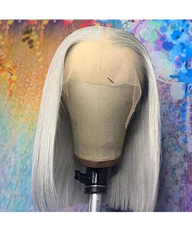 Smartinnov Grey Bob Human Hair Wig 8 Inch | T Part Lace Front Brazilian Remy Hair | Pre Plucked Natural Hairline | 180% Density | Short Bob Wig for Women - Buy Online on GoSupps.com