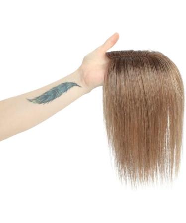 GULALUUK Real Human Hair Topper for Thinning Hair - Ombre Light Brown/Dark Roots (10inch) - 120 Density Swiss Base Clip-in Topper - Buy Online on GoSupps.com