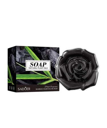 SADOER - Natural Oil & Herbal Bath Soap (Bamboo Charcoal) | Skincare Beauty Personalcare Hygiene - Flower Shaped