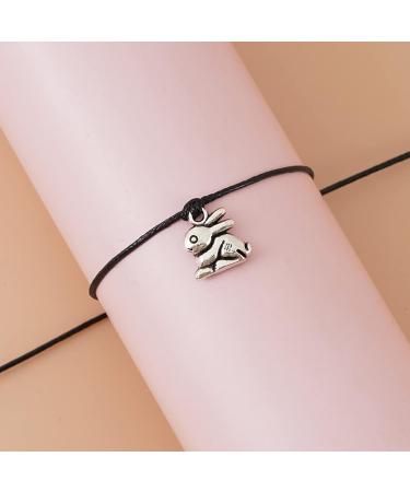 OralGos Happy Easter Bracelet - Adjustable Alloy Rabbit Pendant Wax Rope Braided Bracelet for a Festive Look - Buy Online on GoSupps.com