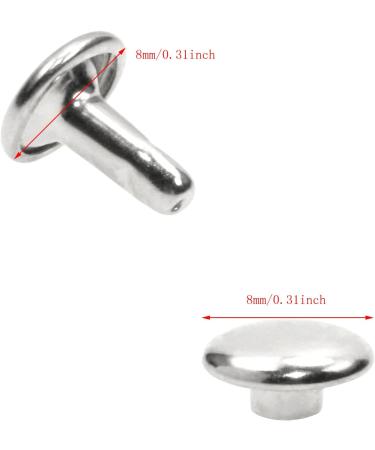 ONLYKXY 100pcs Metallic Leathercraft Rivets Double Cap 8MM/0.3inch Rivet Bottom Snaps for Shoes  Bags and Keychains Leather Rivet Set (Silver) - Buy Online on GoSupps.com