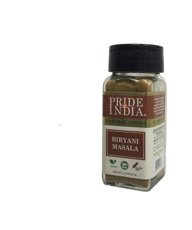 Pride of India  Indian Biryani Masala Seasoning Spice - 2.40 oz. Small Dual Sifter Bottle  Gourmet Spice Blend - Ideal for layered vegetable and meat pilaf  Suitable for Vegetarians & Vegans