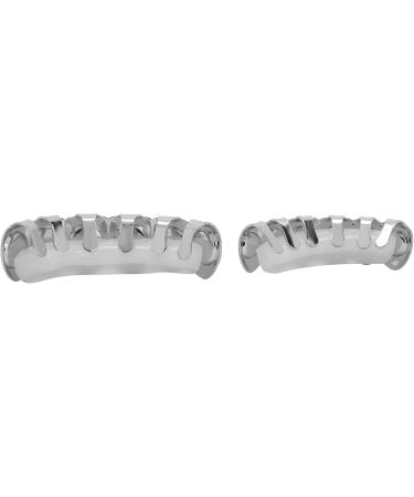 Shining Hip Hop False Teeth Halloween Festival Teeth Decoration Brace Reusable Easy Wearing & Remove Shiny Brass Material Complete Accessories Included (Silver) - Buy Online on GoSupps.com