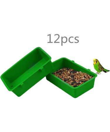12 Pcs Bird Feeder Seed Food Cups Hanging Bowl for Parrot Parakeet Poultry - Green - Buy Online on GoSupps.com