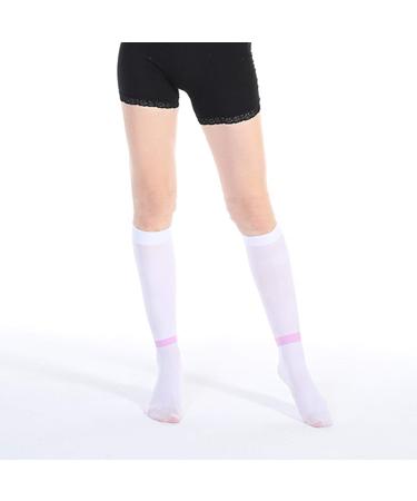 DERCLIVE Knee-High Leg Support Socks - Soft Stretchy Breathable Compression Stockings 20-30 mmHg for Improved Blood Circulation - Size M White - Buy Online on GoSupps.com