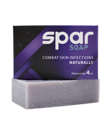 Spar Soap Platinum Antifungal Antibacterial Bar | Tea Tree  Rosemary  Cassia  Clove | Moisturizing Mango and Shea Butter | Great for Body Odor  Jock Itch  Ringworm  Athlete s Foot | Ideal for contact based sport athletes