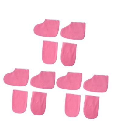 DOITOOL 6 Pairs Paraffin Wax Mitts Spa Treatment Mitt Gloves Spa Paraffin Wax Booties Hand and Foot Liners Cloth Booties Moisturizing Gloves Overnight Mittens Pink Bath Mat Work