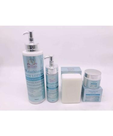 OBBBeaut GLUTATHIONE COMPLEXION-BRIGHTENING RANGE FOR ALL SKIN TYPES (500ml lotion 120ml face serum 50g face cream 250g soap)