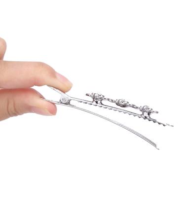 4PCS Rhinestone Flower Hair Barrettes Alligator Hair Clips for Women - Silver - Buy Online on GoSupps.com