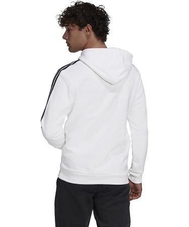 adidas Men's Essentials Fleece 3-Stripes Hoodie X-Large - White/Black - Buy Online on GoSupps.com