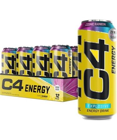 C4 Energy Drink Cosmic Rainbow 500ml x 12 | Explosive Energy | Dozen Cans | Sugar and Calorie Free | 200mg Caffeine Per Can | Energy Anytime Anywhere | Fuel Your Day