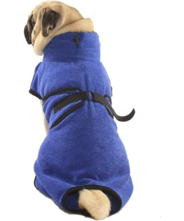 Pettom Dog Bathrobe - Quick-Drying Microfiber Towel Super Absorbent & Comfortable with Adjustable Straps for Dogs & Cats - Blue (M) - Buy Online on GoSupps.com
