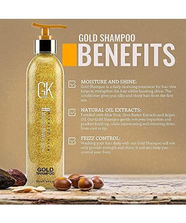 Buy GK Hair Global Keratin Gold Shampoo 250ml - Free Moisturizing Conditioner 10ml | Nourish & Protect Hair with Argan Oil & Shea Butter | International Shipping - Buy Online on GoSupps.com