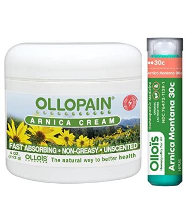 OLLOIS OLLOPAIN Arnica Bundle: Arnica Cream (4 Ounce) + Arnica 30c (80 Pellets)