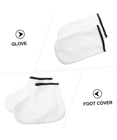 Healeved 2 Pairs Hand and Foot Mask Gloves and Booties Paraffin Socks Covers Paraffin Socks for Feet Exfoliating Shower Mitts Boot Glove Knitted Fabric Hyperthermia White Facial Mask - Buy Online on GoSupps.com