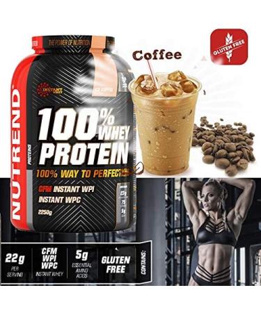 Nutrend 100% Whey Protein Powder Shaker 2250g (2.26kg) Ice Coffee Flavor 76% Protein Gluten Free Post Workout - Buy Online on GoSupps.com