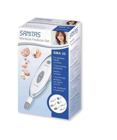 Sanitas SMA 35 Electric Manicure/Pedicure Set - 7 Nail Care Attachments - White/Silver | International Shipping Available - Buy Online on GoSupps.com