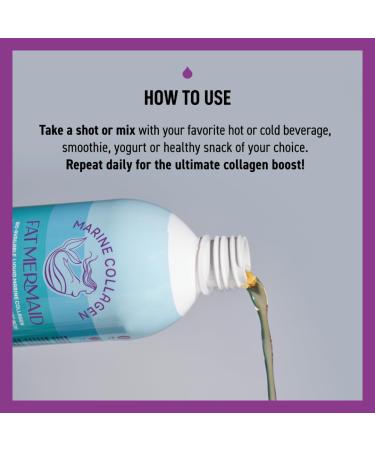 Fat Mermaid Bioavailable Liquid Marine Collagen Peptides Drink- Hyaluronic Acid & VIT C - Reduces Wrinkles - Thick Hair Lashes Brows Nails - No Gluten Dairy Nut Soy - Unflavored Sweet 16.9 oz - Buy Online on GoSupps.com