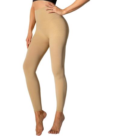 Compression Pantyhose 8-15mmHg for Women's Medical Quality Footless Support Stocking Compressive Tights Beige Medium-Large