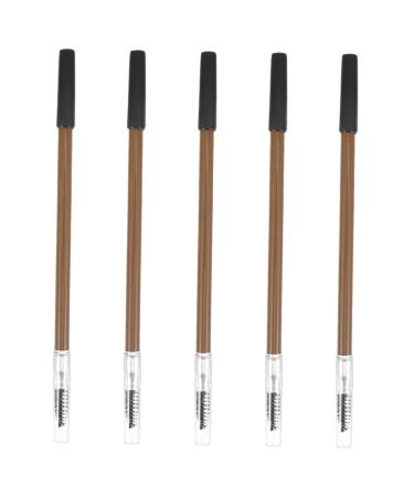 Healeved 5pcs Pencil Brow Pen Wood Brow Pencil Women Makeup Brow Pencil Eye Brow Pencil Wooden 1 count (Pack of 1) Coffeex5pcs