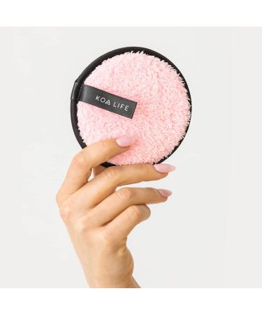 Koa Life Facial Puff - Face Exfoliator Scrubber Soft Microfiber Face Sponge Reusable Washable Purify Scrub Dirt & Makeup Sensitive Skin - Pink