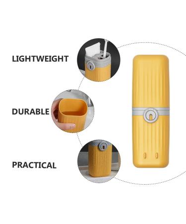 Portable Travel Toothbrush Set with Holder - Wall-Mounted Magnet Yellow | Toothpaste Cup & Outdoor Organizer - Buy Online on GoSupps.com