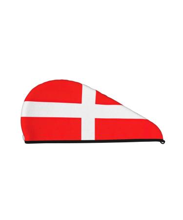 Denmark Danish Flag Coral Velvet Dry Hair Cap Unisex Wet Towel Wrap The Ideal Bathroom Pool Party Beach and Home Accessory
