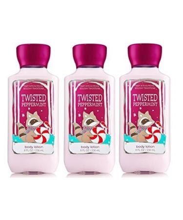 Lot of 3 Bath & Body Works TWISTED PEPPERMINT 8oz Body Lotion