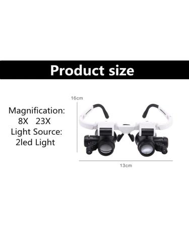 Spacmirrors Illuminated 8X 23X Head Wearing Glass Hd Identification Repair with 2 Led Lamp Engraving Watch Repair Magnifier - Buy Online on GoSupps.com