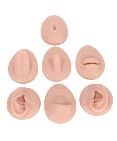 7PC Soft Silicone Body Part Model, Human Ear Mouth Eye Tongue Belly Button Navel Model Display Puncture Display Simulation for Jewelry Display Teaching Tool Novice Piercer (Medium Fleshcolor)